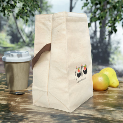 Sushi Love Canvas Lunch Bag — 'XOXO' Sushi Roll Tote with Strap