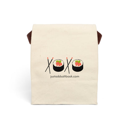 Sushi Love Canvas Lunch Bag — 'XOXO' Sushi Roll Tote with Strap