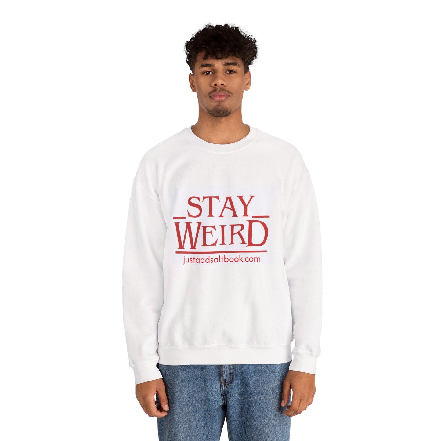 Stay Weird Crewneck Sweatshirt | Retro Red Typography, Casual Pullover