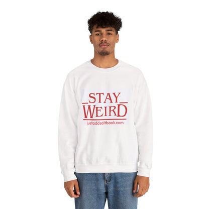 Stay Weird Crewneck Sweatshirt | Retro Red Typography, Casual Pullover