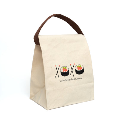 Sushi Love Canvas Lunch Bag — 'XOXO' Sushi Roll Tote with Strap