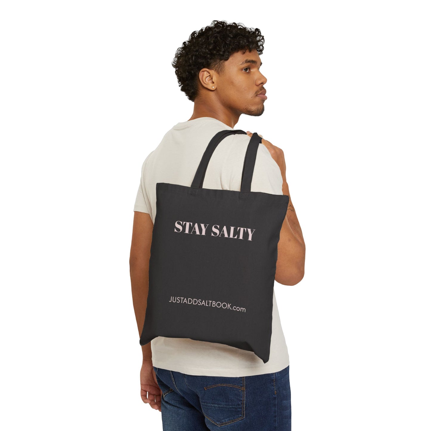 Stay Salty tote bag | canvas beach tote, minimalist text design